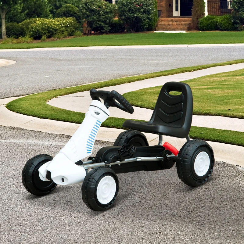 Homcom Pedal Go Kart W/Rubber Wheels-White/Black