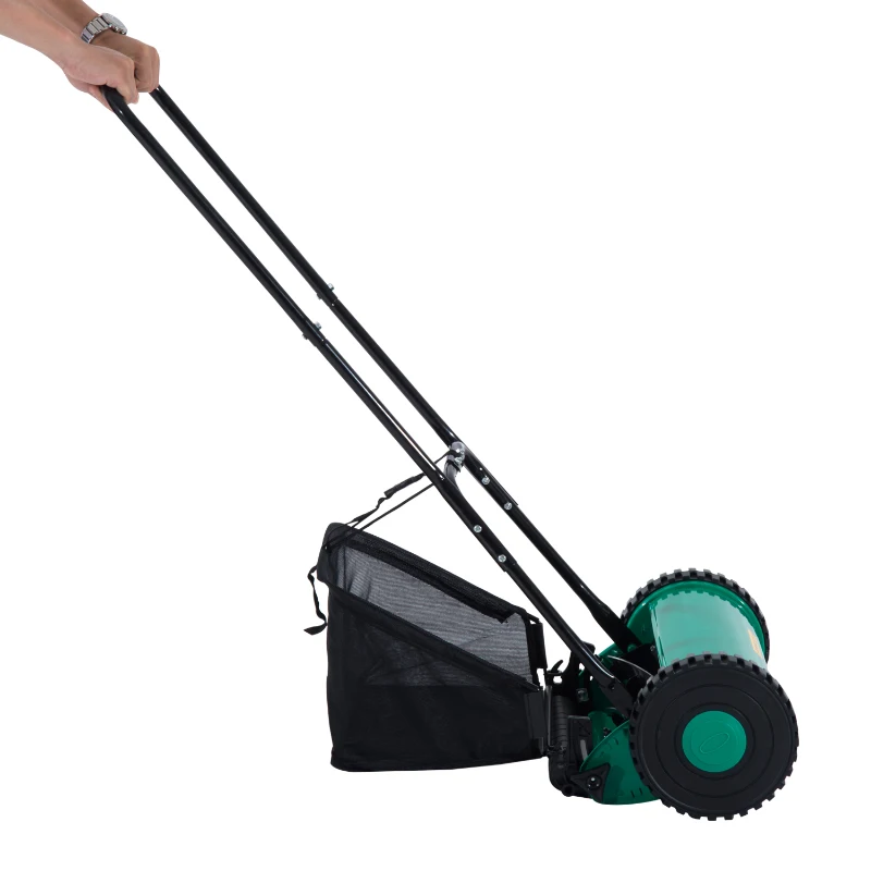 Cortacesped Manual Segadora Cortadora Cesped 48.5x34.5x23.5cm Bolsa 25L 2 Ruedas