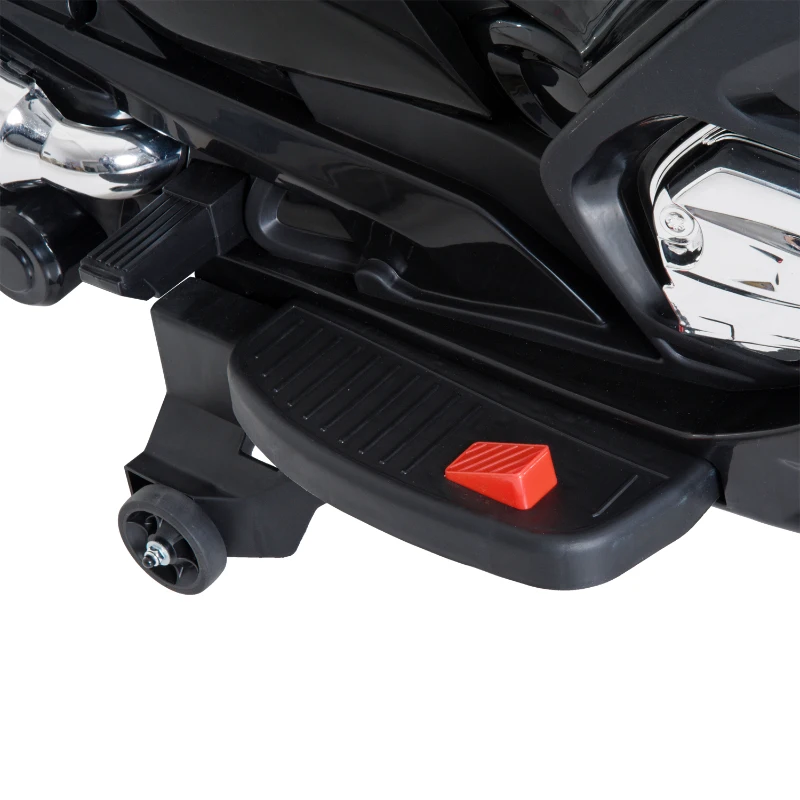 HOMCOM Coche Correpasillos Niños 3-8 años Moto Eléctrica Infantil 3-7 km/h Batería 12V Doble Motor con Luces y Música Ruedas Seguras 120x60x65cm Negro