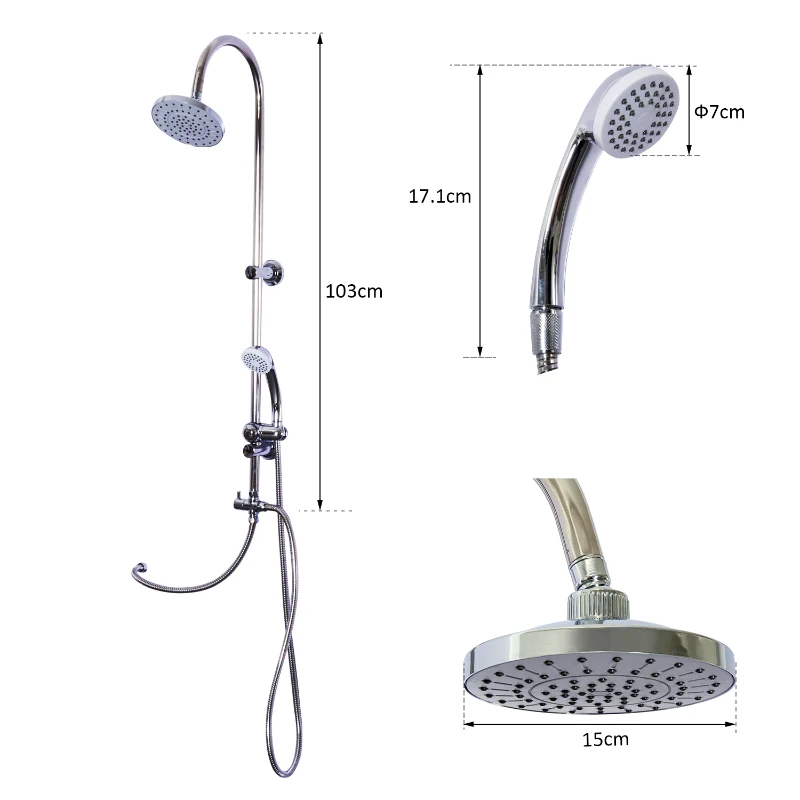 kleankin Sistema de Ducha Conjunto Columna Ducha con Barra Ducha Set Inversor Acero Inox Cromado