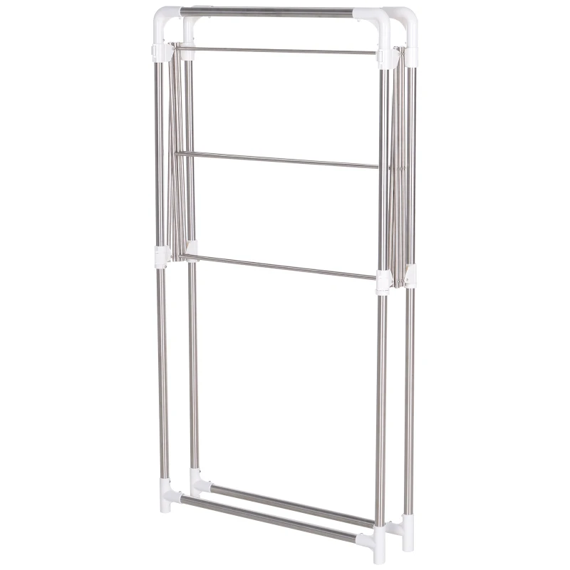 HOMCOM Tendedero Extensible y Plegable Tipo Acordeón con 7 Barras Colgantes y 2 Barras Laterales 76x133x16.5-110cm