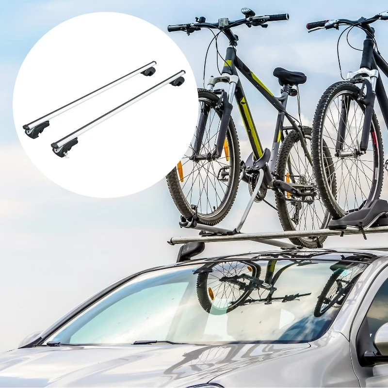 HOMCOM Baca barras de techo aluminio Portaequipajes Adaptable hasta 120cm coche bici ski equipaje