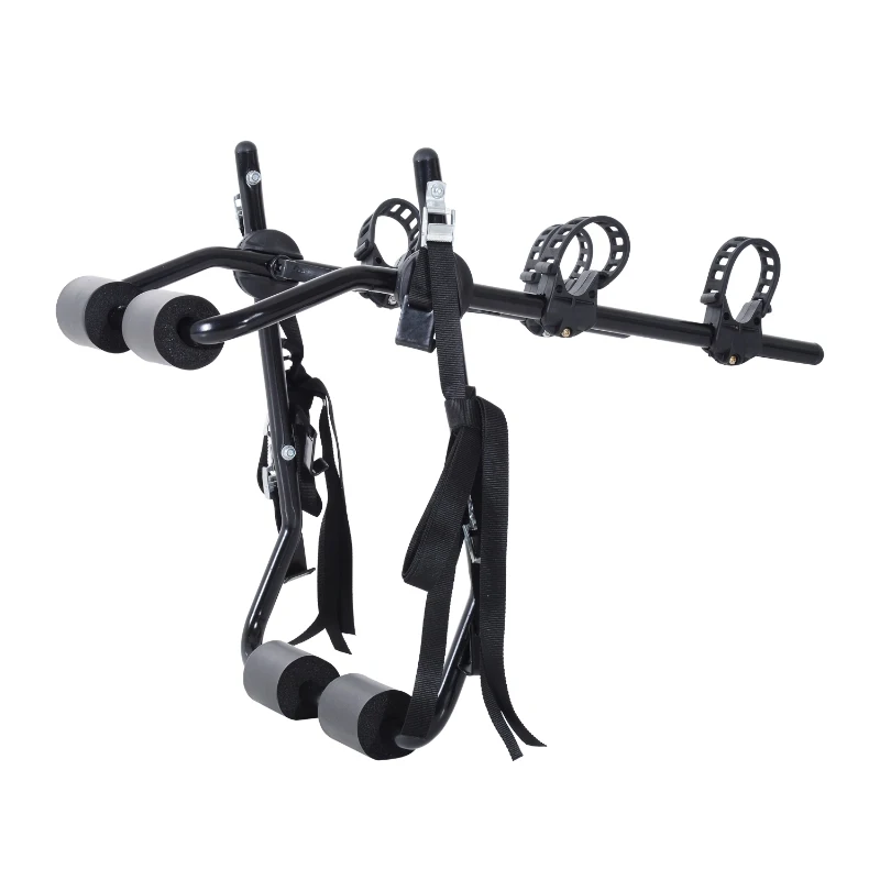 HOMCOM Accesorio Portabicicletas para Portón Trasero Plegable con Correas de Seguridad Soporte de 2 Bicicletas hasta 30kg para la Mayoría Modelos de Coche 75x60x10cm Negro
