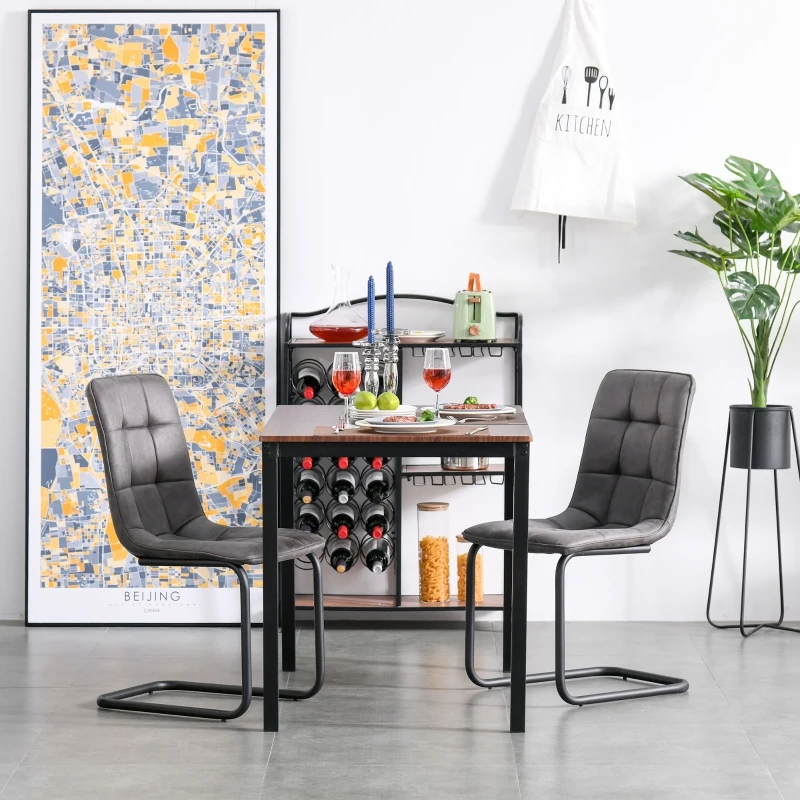 HOMCOM Conjunto de 2 Sillas de Comedor Tapizadas en Terciopelo con Asiento y Respaldo Acolchados Patas de Metal Estilo Moderno y Nórdico 57x45x88 cm Gris Oscuro