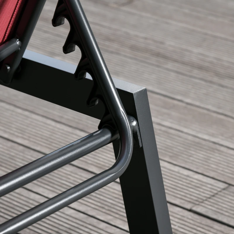 Outsunny Tumbona Multiposiciones de Jardín con Respaldo Reclinable en 5 Posiciones de Aluminio y textilene Carga 160 kg para Patio Terraza 169x65x102 cm Rojo