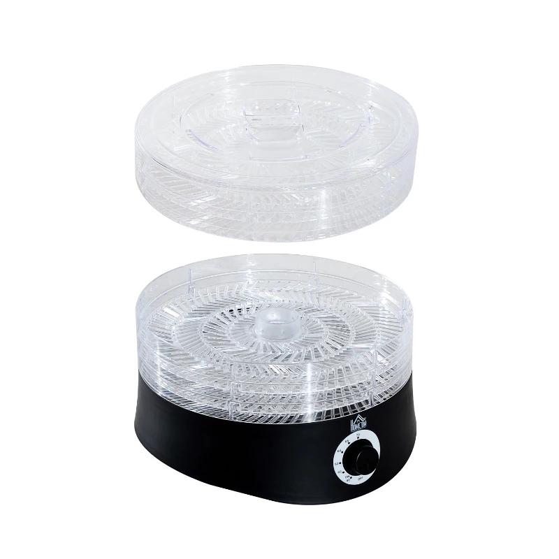 HOMCOM 280W Plastic 5-Tier Fruit Dehydrator w/ Temperature Control Black