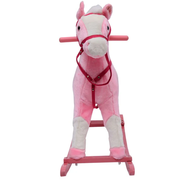 Outsunny - Caballito balancin de peluche Color ROSA para niños a partir de 3 años caballo mecedora
