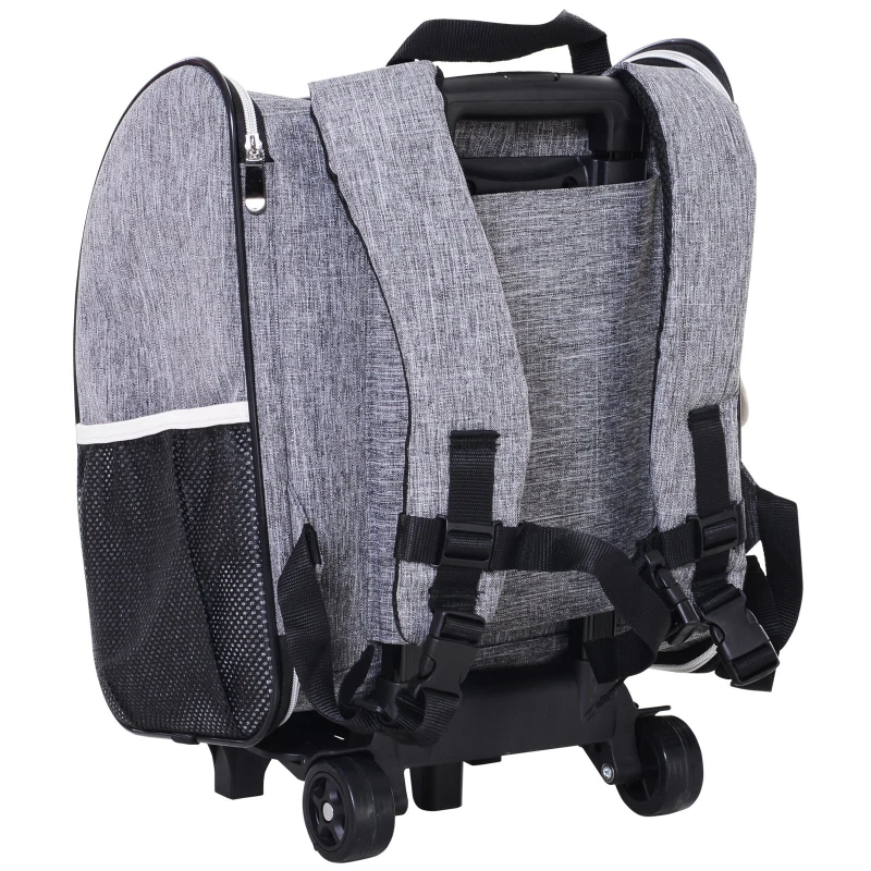 PawHut Transportin Carrito Perro 2 en 1 Mochila Carrito Plegable 35x25x45cm Mascotas Perro Gato