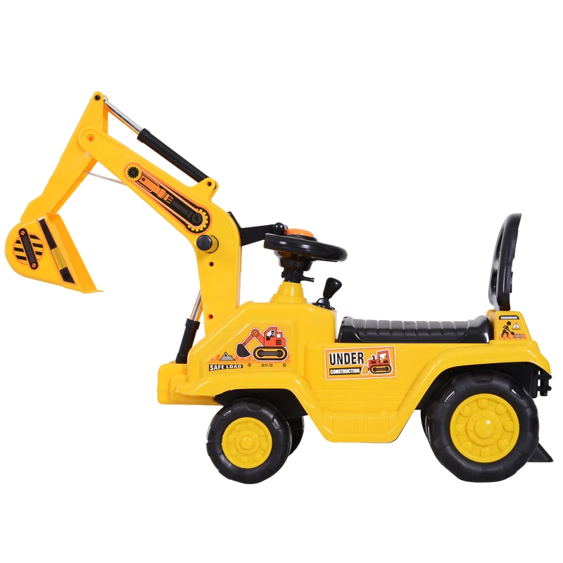 HOMCOM Correpasillos Excavadora para Niños Tractor Infantil que Funciona de verdad para mayores de 3 años