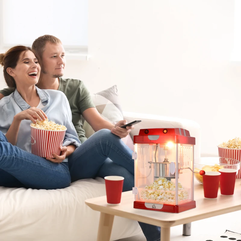 HOMCOM Palomitas Máquina Portátil Palomitero de Maíz con Olla Interior de Acero Inoxidable 310w 24.5x28x43cm
