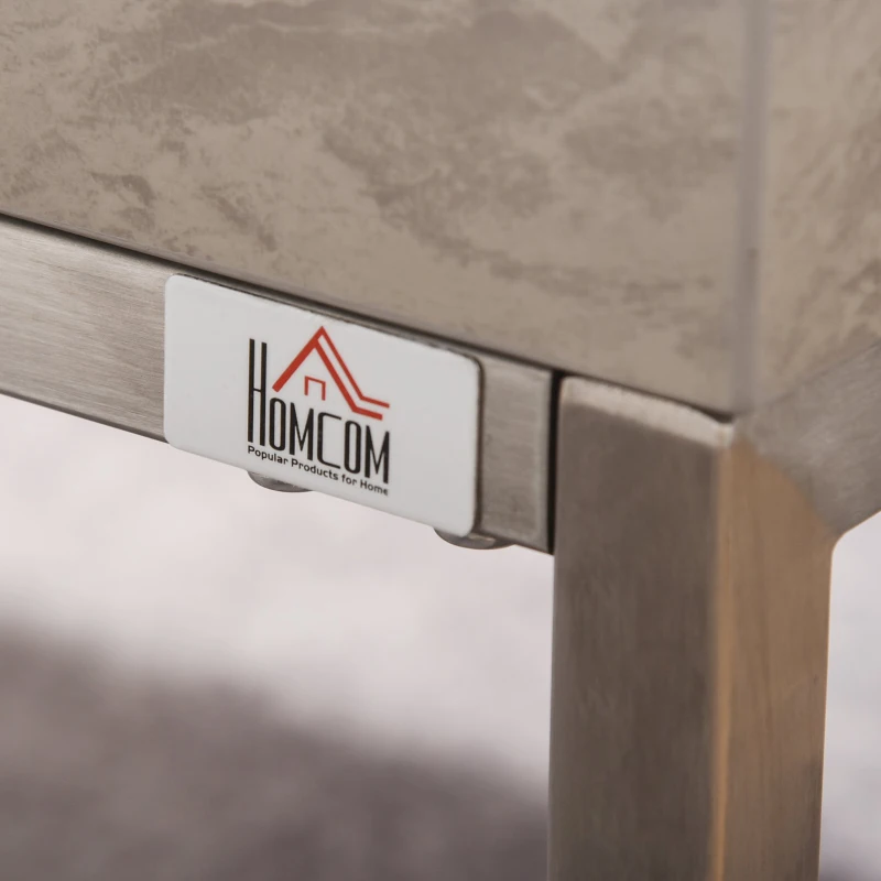 HOMCOM Mesa de Centro Cuadrada Mesa Auxiliar Multifuncional con Marco de Acero Inoxidable Estilo Moderno para Salón Sofá 80x80x34 cm Gris Cemento