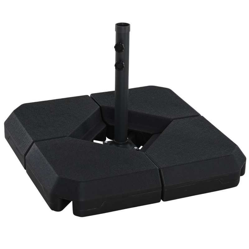 Outsunny Base para Sombrilla con 4 Pesos Rellenables de Agua o Arena de 15L Soporte de Sombrilla en Forma de Cruz 80x80x50cm Negro