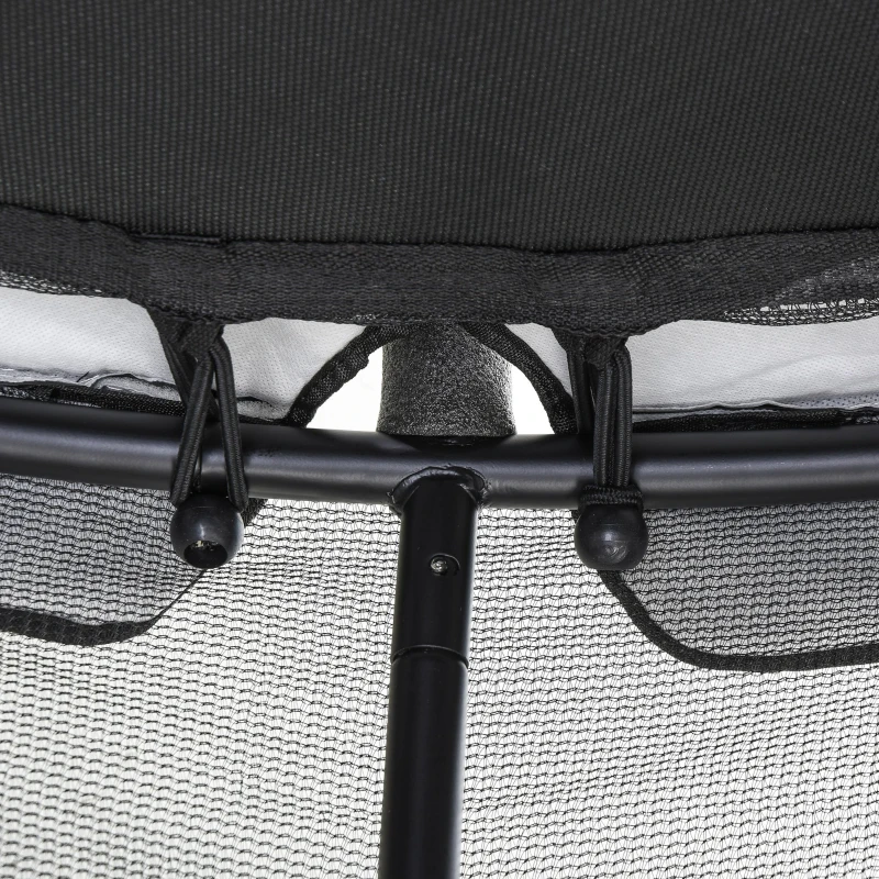 HOMCOM Cama Elástica Infantil Trampolín para Niños con Red Protectora Puerta con Cremallera +3 Años para Interiores y Exteriores Marco Acero 140x140x158 cm Negro