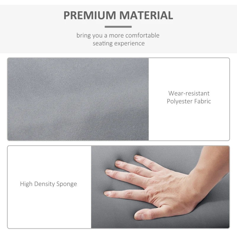 Outsunny Set of 2 Sun Lounger Cushion Non-Slip Seat Pads for Indoor Outdoor Grey