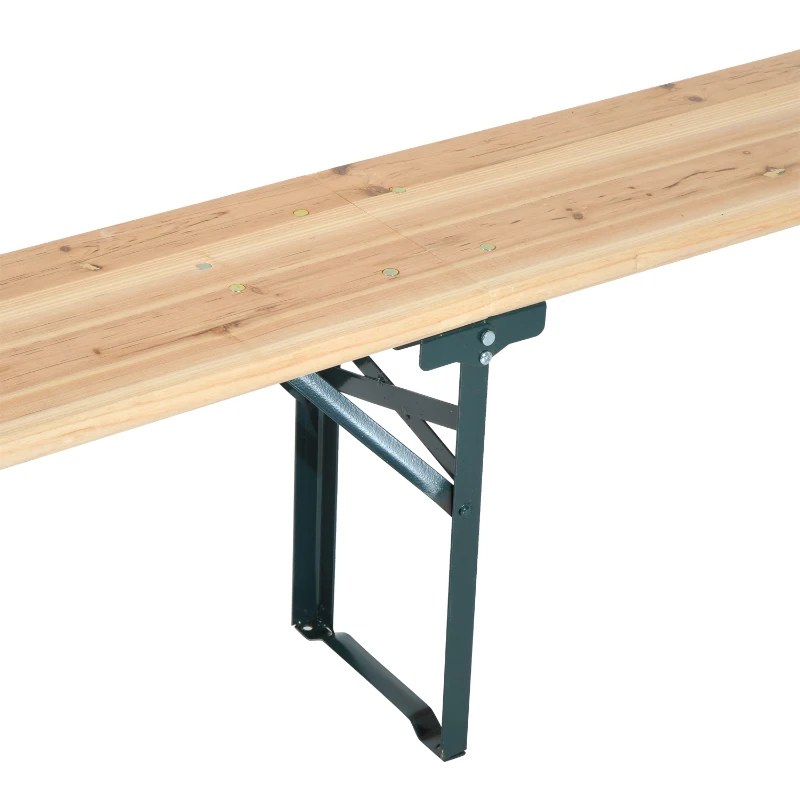 Outsunny Conjunto de jardín para 4-6 personas Mesa 218x46x75 cm y 2 Bancos Plegables 218x24,5x43 cm para Exterior