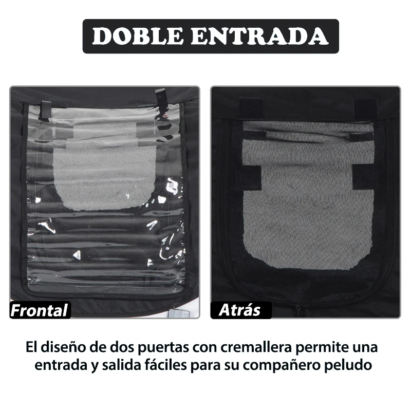 PawHut Remolque Bicicleta Perros Mascota 1 Bandera 6 Reflectores Remolque Bici Blanco y Negro