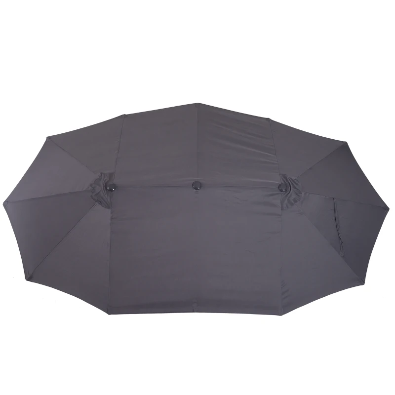 Outsunny® Sombrilla Grande 4.6m Parasol Doble Sombrilla Jardín con Manivela Manual Impermeable y Protección Solar UV para Terraza Playa Piscina Patio Acero