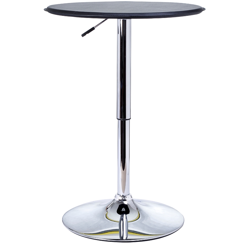 HOMCOM Mesa de Bar Moderna Giratorio de 360° Altura Regulable Redonda para Comedor Club Sala con Base de Hierro Cromado Soporta 50 kg Ø63x67-93 cm Negro