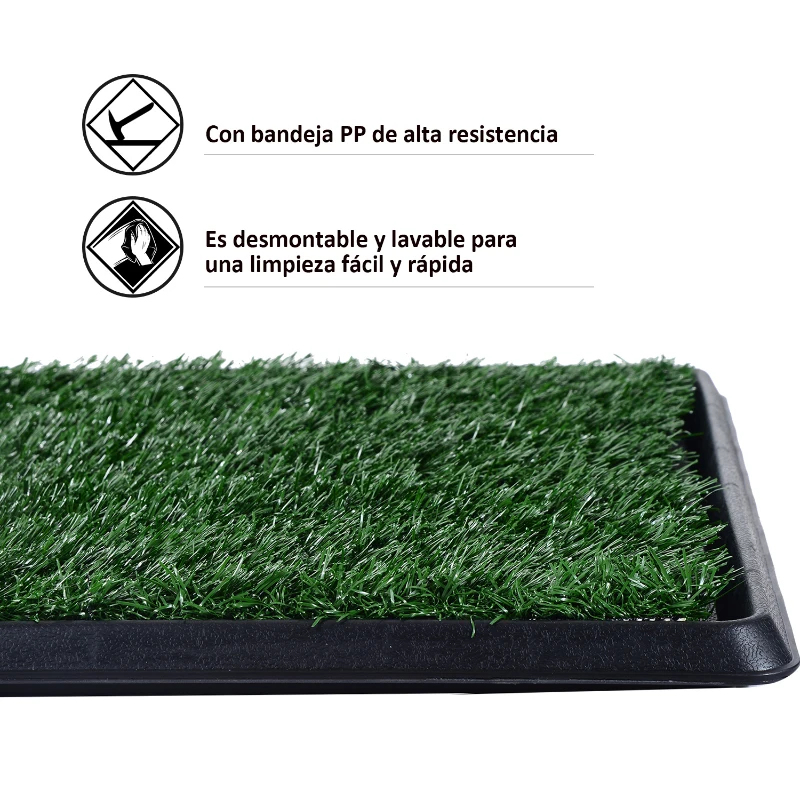 PawHut Inodoro de Bandeja para Perro Orinal Interior Perro Césped Artificial 3 Capas Lavable y Desmontable Set de Entrenamiento para Cachorro a Hacer Pis 51x76x3cm Alfombra Perros 51x76x3cm Cesped hacer Pis Lavable Mascota Perro Pipi en Casa