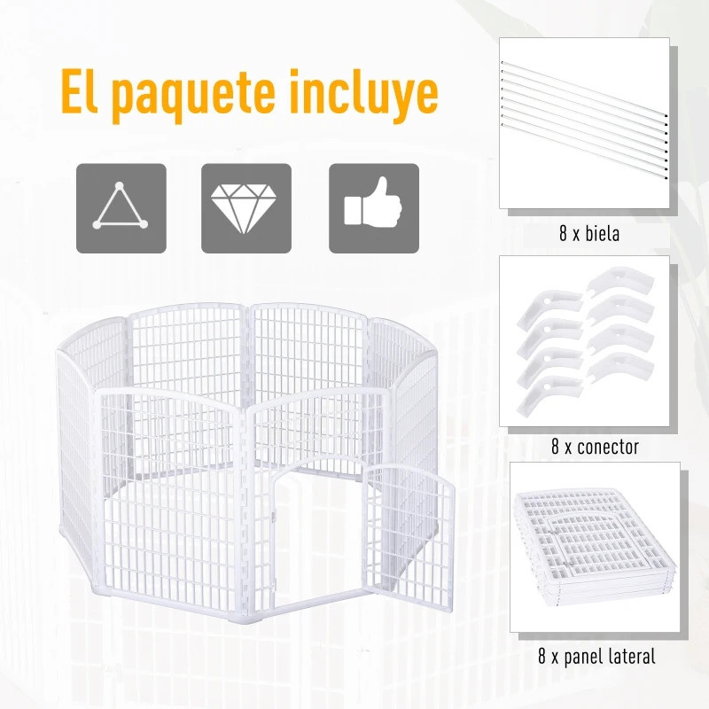 PawHut Parque para Mascotas 8 Vallas Parque Perros con Puerta Jaula Mascota Corralito Cerca Entrenamiento Cachorros para Interior Exterior Jardín Altura 95 cm