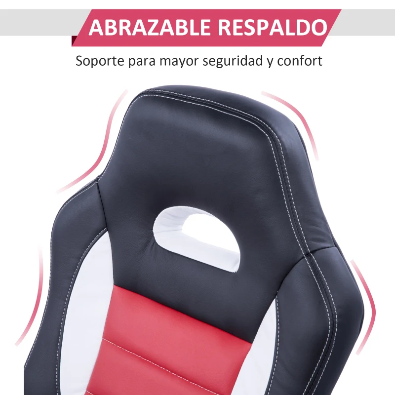 Silla de Oficina Racing Deportiva para Despacho tipo Silla Ejecutiva modo giratorio - Negro Rojo Blanco