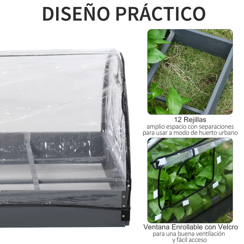 Outsunny Mini Invernadero Túnel de Jardín 2 en 1 Huerto Urbano con Cubierta de PVC y Ventanas Enrollables para Cultivo Flores Plantas Verduras 120x79x53 cm Transparente