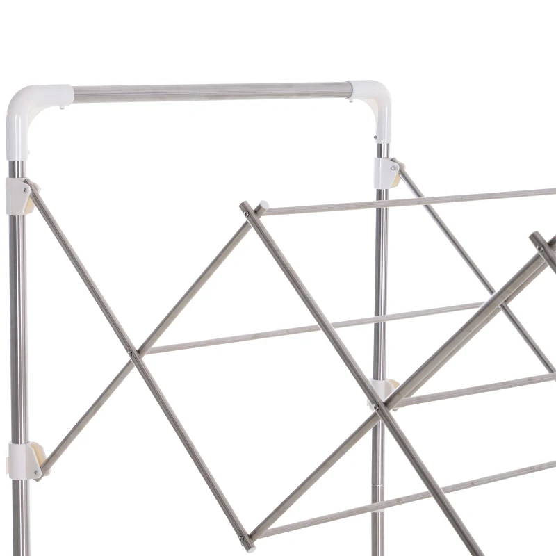 HOMCOM Tendedero Extensible y Plegable Tipo Acordeón con 7 Barras Colgantes y 2 Barras Laterales 76x133x16.5-110cm