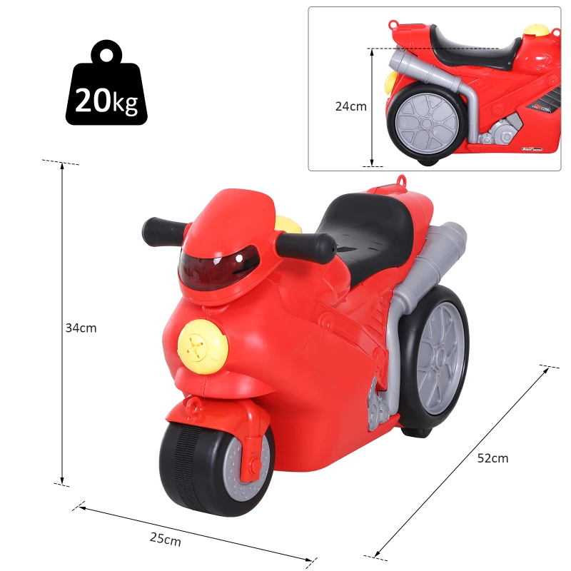 HOMCOM Maleta Correpasillos Niños con Forma de Moto Bolso de Taquilla de Viaje Infantil de Mano Bebé Ride-On con 4 en 1 para los Niños Mayores de 3 Años