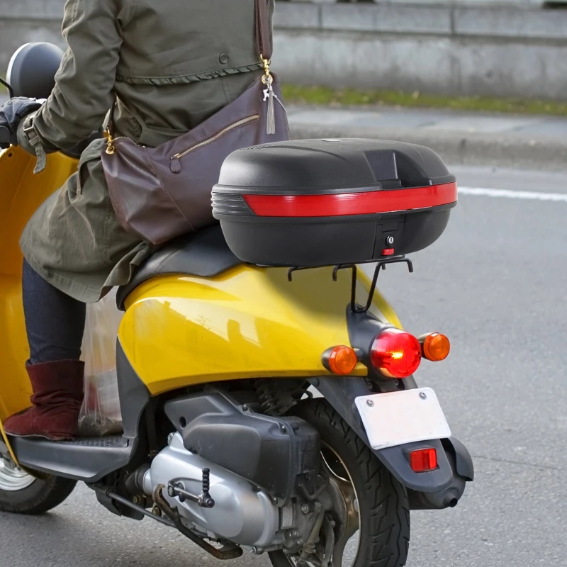 HomCom® Baul para Moto con Cerradura 44L de Capacidad 2 Llaves Kit de Montaje 54x41x28 cm Color Negro