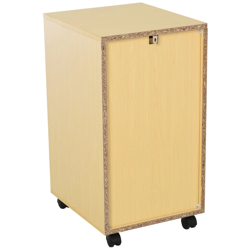 HOMCOM Gabinete de Archivo Armario Aparador para Oficina Estudio con 3 Cajones 4 Ruedas Giratorias Diseño Minimalista Nórdico Antideslizante Carga Total 30 kg 35x40x65,5 cm Madera Blanco