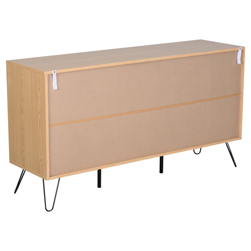 HOMCOM Aparador Auxiliar Gabinete Espacio Amplio para Almacenaje con 2 Cajones Estante Abierto Tablero de Partículas Natural 140x39,5x75cm