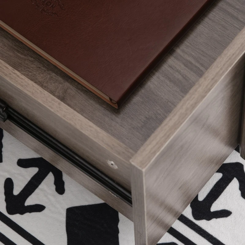 HOMCOM Mesita de Noche Mesa Auxiliar con 2 Cajones Mueble Mesilla Cajonera Moderna Multifuncional para Dormitorio 48x36x44,5 cm Roble