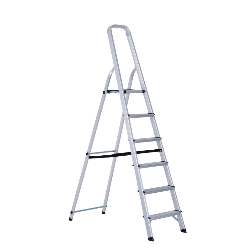 HOMCOM Escalera de Aluminio Tijera Plegable 4/5/6 Peldaños 150kg Ligero Robusto (6 Peldaños) 188x109x48 cm Plateado