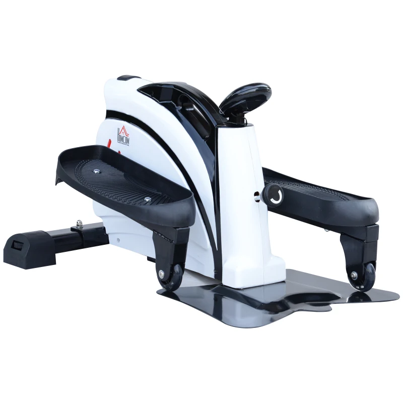 HOMCOM Máquina de Step Stepper Resistencia Ajustable Mini Bicicleta Elíptica Pantalla LCD con Asiento Carga 110kg 74x49x77cm Acero