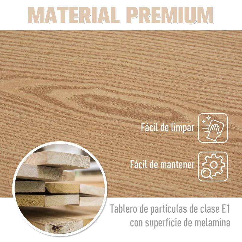 HOMCOM Aparador Auxiliar Gabinete Espacio Amplio para Almacenaje con 2 Cajones Estante Abierto Tablero de Partículas Natural 140x39,5x75cm