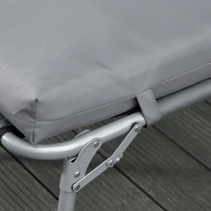 Outsunny Set of 2 Sun Lounger Cushion Non-Slip Seat Pads for Indoor Outdoor Grey