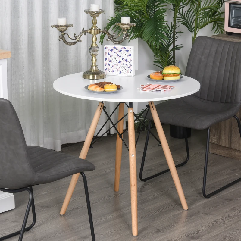 HOMCOM MDF Round Nordic Dining Table White/Brown