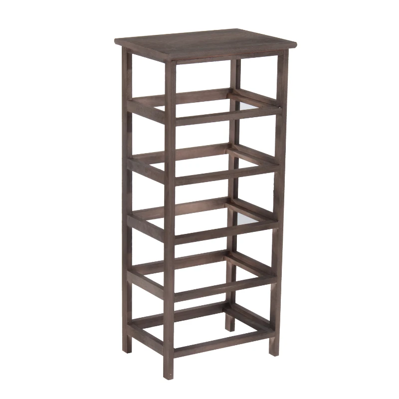 HOMCOM Armario Auxiliar 5 Cajones Cajonera Madera Mimbre 40x29x90cm Estanteria Organizador NUEVO (Marron)