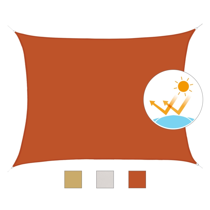 Outsunny Toldo Jardín Vela Rectángulo 4x6m Vela de Sombra para Terraza Jardín Camping Resistente al Agua Protección UV Poliéster Terracota