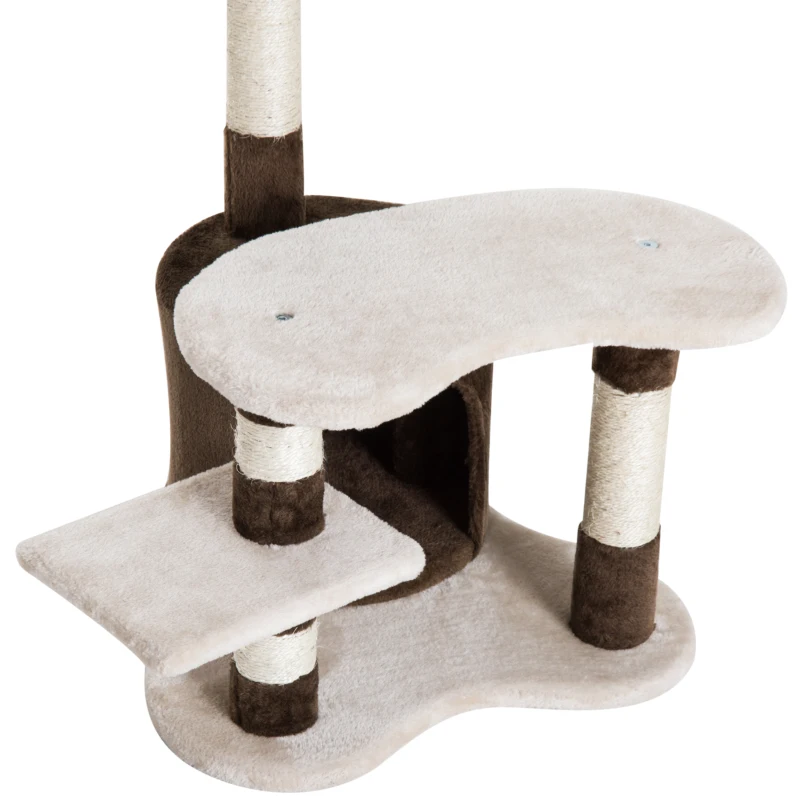 PawHut Árbol para gatos Juguete Rascador con Caseta Plataformas Centro de Juego para Arañar Jugar Dormir 48.5x48x69cm Tablero Aglomerado Cubierto de Felpa Sisal