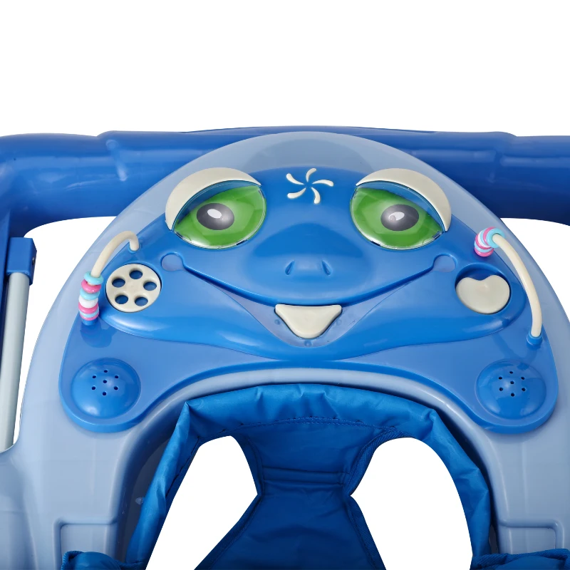 HOMCOM Andador para Bebés Plegable con Freno Andador Bebé Coche con Juguetes y Varilla de Empuje Ajuste de Altura y Caja de Musica 70x65x55cm