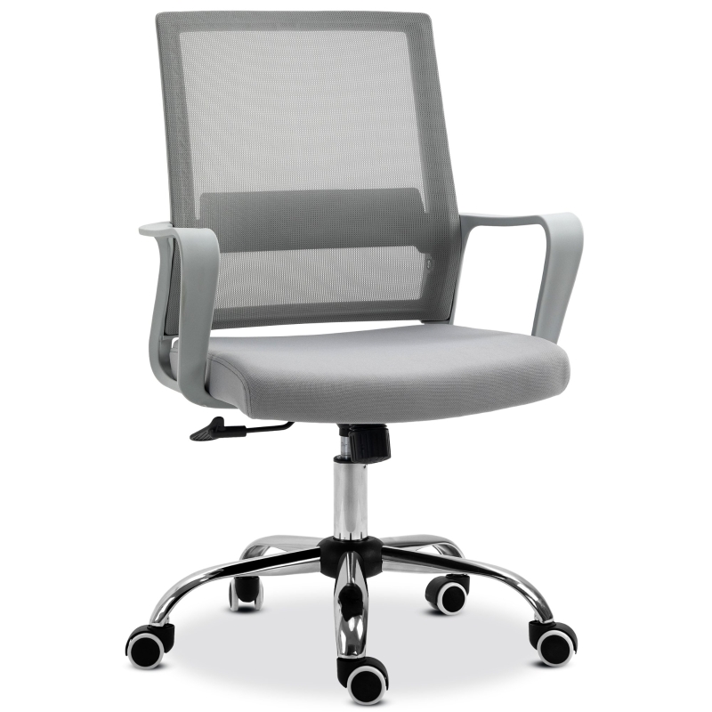 Vinsetto Mesh Back Ergonomic Office Chair w/ Adjustable Height Breathable 360° Swivel - Grey