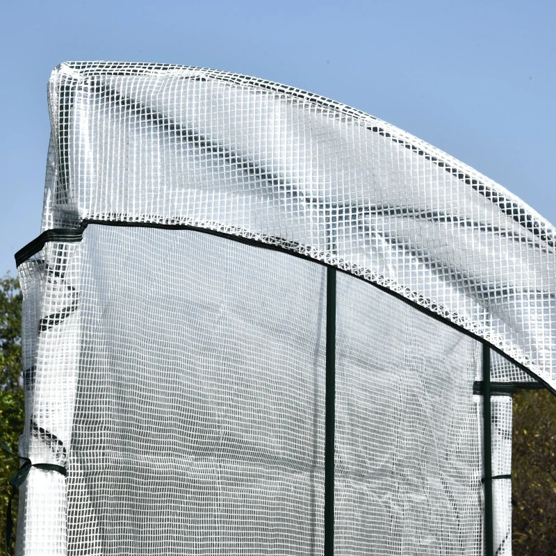 Outsunny Invernadero de Pared para Jardín Terraza con 4 Estantes Cubierta de PE y Tubo Acero Vivero Casero para Cultivo de Plantas Flores Macetas 200x100x215 cm Blanco