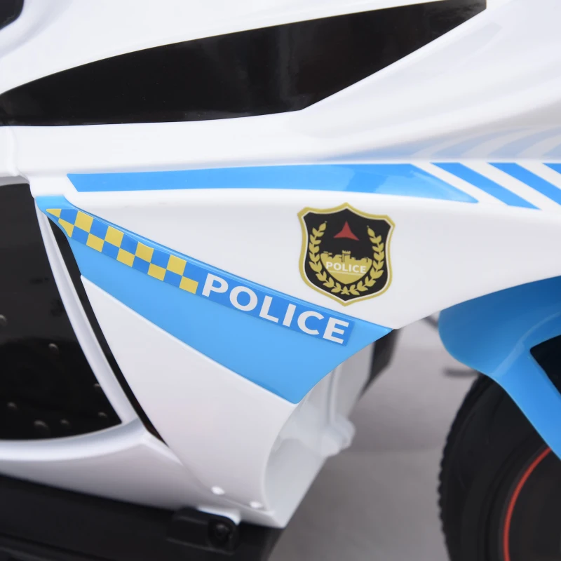 HOMCOM Moto Eléctrica para Niños de +18 Meses con Faros Música Batería 6V Recargable 3 Neumáticos Anchos Baúles de Almacenaje Moto de Juego 73x39x50 cm Azul