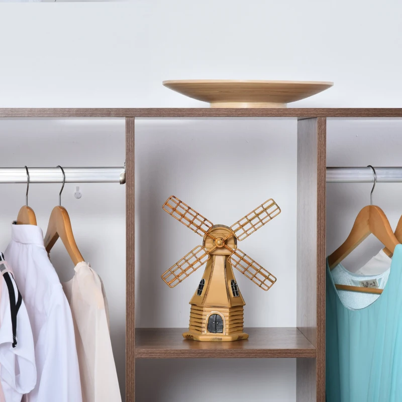 HOMCOM Armario Abierto para Colgar y Almacenar Ropa Tipo Guardarropa con Ruedas - Madera - Color Marrón - 120x40x128 cm