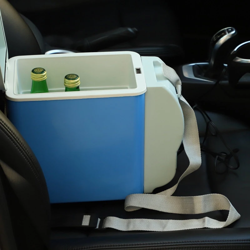 HOMCOM Nevera Termoeléctrica Portátil 7.5L de Coche Mini Nevera Eléctrica con 2 Funciones para Enfriar para Interior y Exterior Azul y Gris