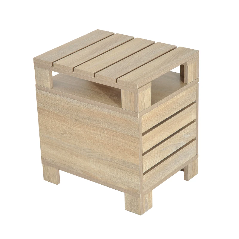 HOMCOM Mesa Auxiliar para Sofá Mesita Café con Puerta Ordenador Portátil Madera