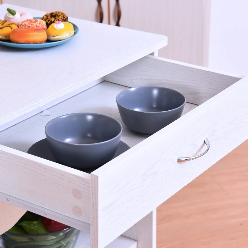 HOMCOM Aparador Auxiliar de Cocina Armario Alacena con Bastidores Laterals, Secciones Abiertas y Cajón Organizador Mueble 75.7x50.2x94cm con 4 Ruedas (2 con frenos ) para Almacenamiento