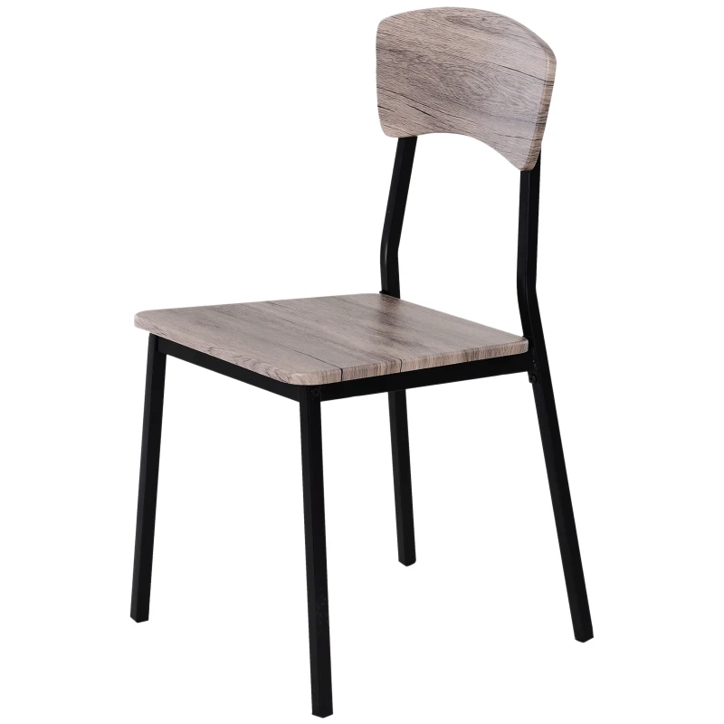 HOMCOM 5 Piezas Conjunto de Mesa y 4 Sillas de Comedor Juego Muebles de Cocina Sala Escritorio Madera y Metal Gris