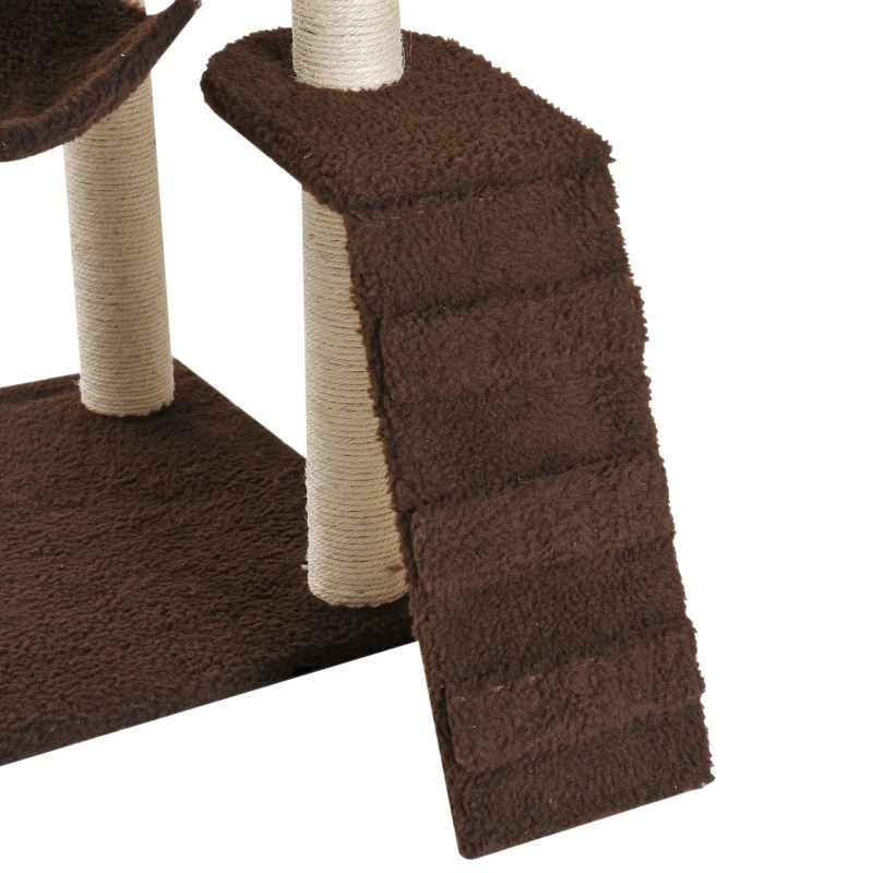 PawHut Rascador para Gatos Árbol Rascador Grande Centro de Actividad Plataformas Escalera Hamaca Caseta Ratón de Juguete 73x58x150cm Sisal Natural